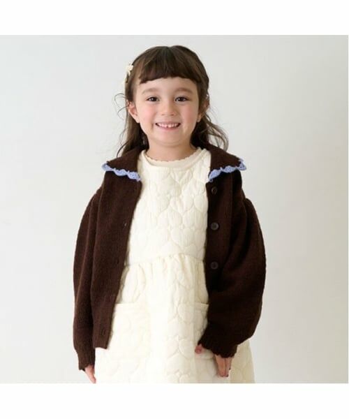 petit main / プティマイン カーディガン・ボレロ | 【リンク】衿ニットカーディガン(キッズ) | 詳細1