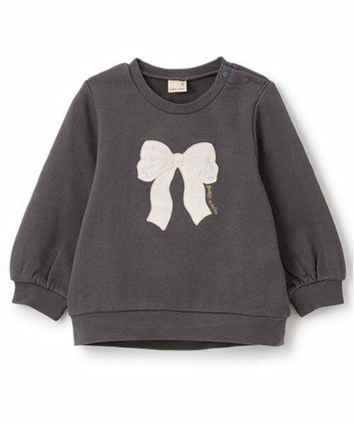 petit main / プティマイン スウェット | 【リンク】キラキラモチーフトレーナー(キッズ)（チャコール）