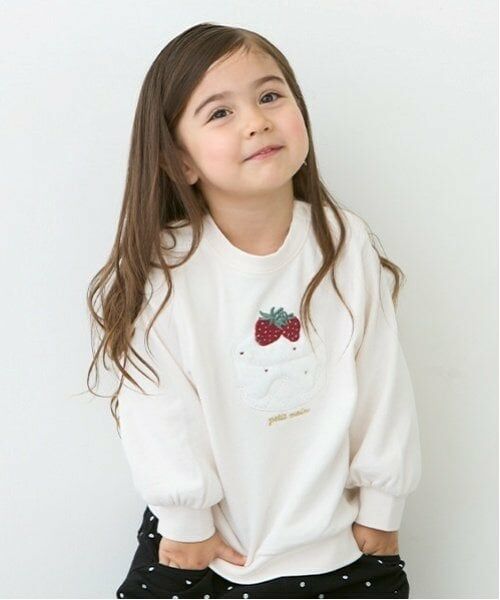 petit main / プティマイン スウェット | 【吸湿発熱】モチーフトレーナー（アイボリー）