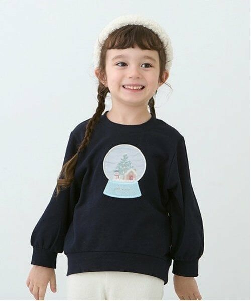 petit main / プティマイン スウェット | 【吸湿発熱】モチーフトレーナー（紺）