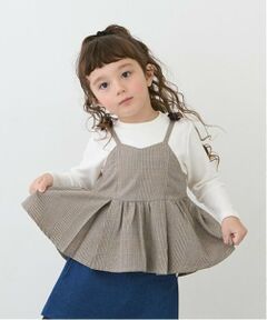 petit main / プティマイン Tシャツ | 【リンク】チェックドッキング長T(キッズ)