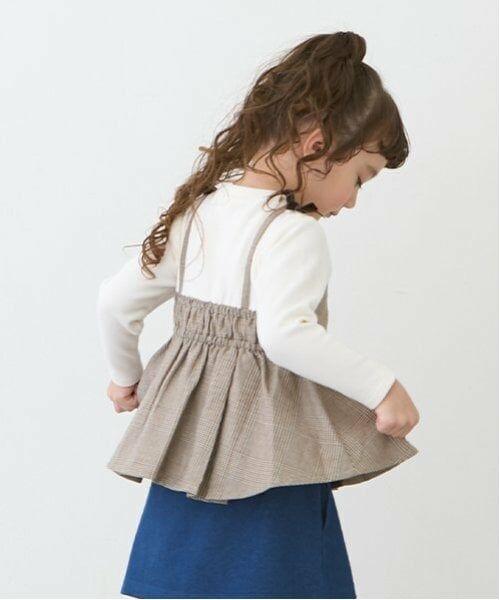 petit main / プティマイン Tシャツ | 【リンク】チェックドッキング長T(キッズ) | 詳細1