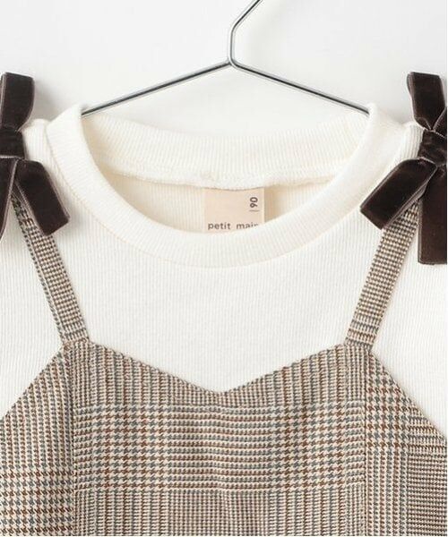 petit main / プティマイン Tシャツ | 【リンク】チェックドッキング長T(キッズ) | 詳細12