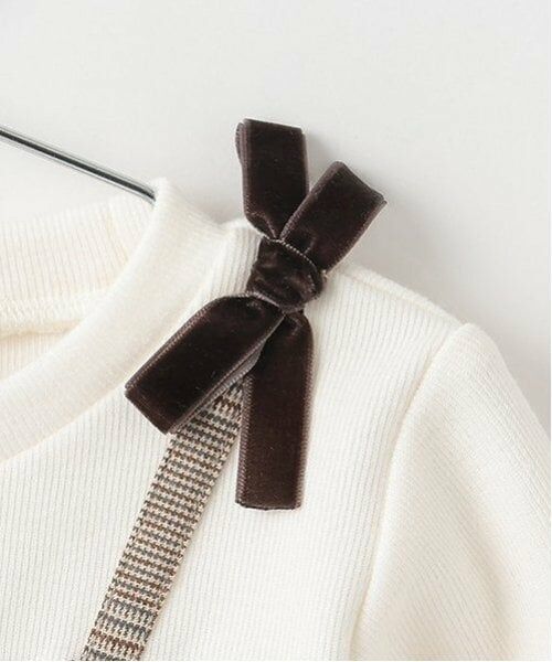 petit main / プティマイン Tシャツ | 【リンク】チェックドッキング長T(キッズ) | 詳細13