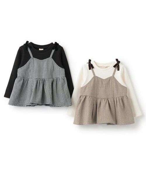 petit main / プティマイン Tシャツ | 【リンク】チェックドッキング長T(キッズ) | 詳細16