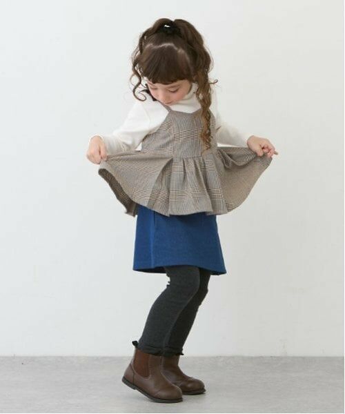 petit main / プティマイン Tシャツ | 【リンク】チェックドッキング長T(キッズ) | 詳細3