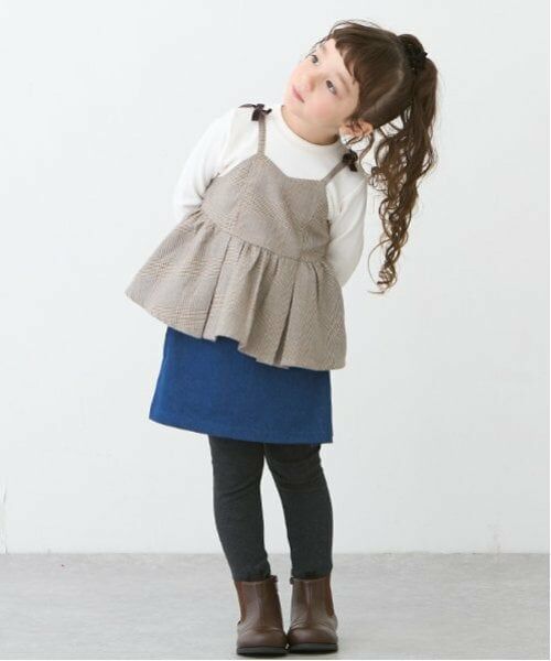 petit main / プティマイン Tシャツ | 【リンク】チェックドッキング長T(キッズ) | 詳細4