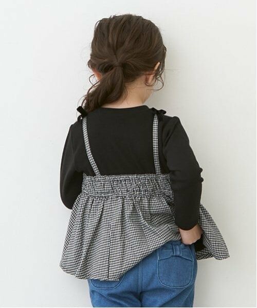 petit main / プティマイン Tシャツ | 【リンク】チェックドッキング長T(キッズ) | 詳細6