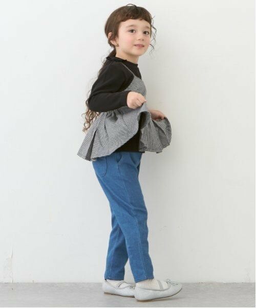 petit main / プティマイン Tシャツ | 【リンク】チェックドッキング長T(キッズ) | 詳細8