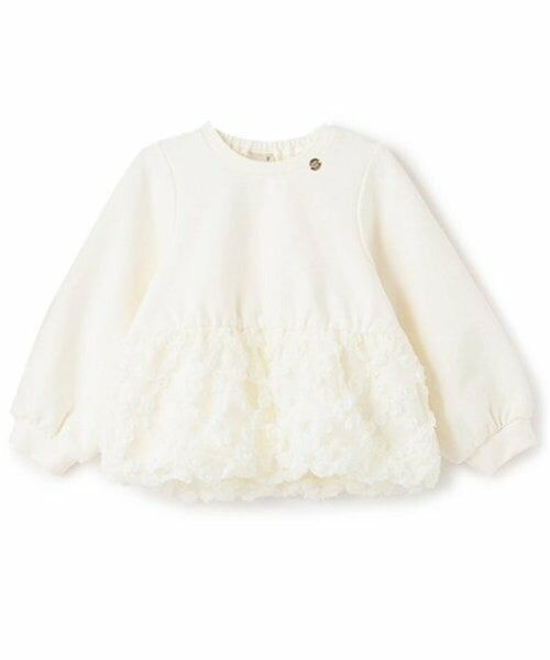 petit main / プティマイン スウェット | 【リンク】ジャガードペプラムトレーナー(キッズ)（ECRU(キナリ)）