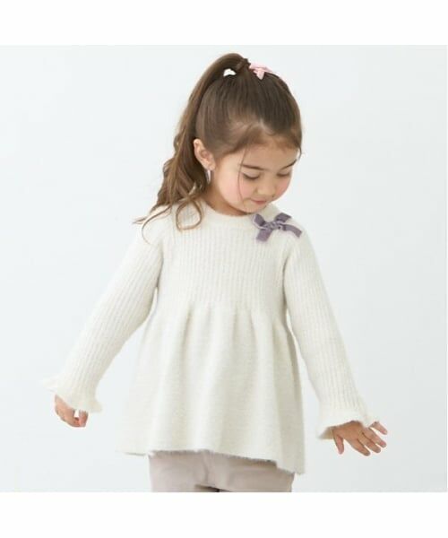 petit main / プティマイン ニット・セーター | 【リンク】ラメペプラムニット(キッズ)（アイボリー）