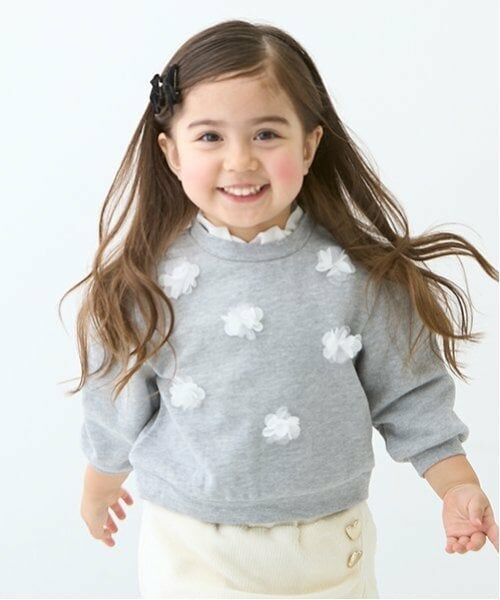 petit main / プティマイン スウェット | 【吸水速乾/リンク】花モチーフトレーナー(キッズサイズ) | 詳細2