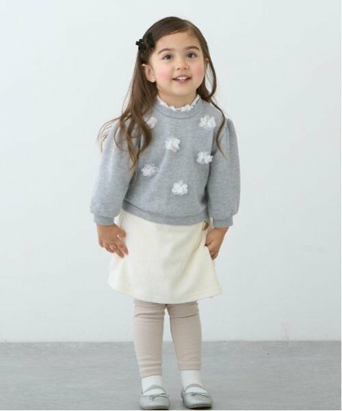 petit main / プティマイン スウェット | 【吸水速乾/リンク】花モチーフトレーナー(キッズサイズ) | 詳細4