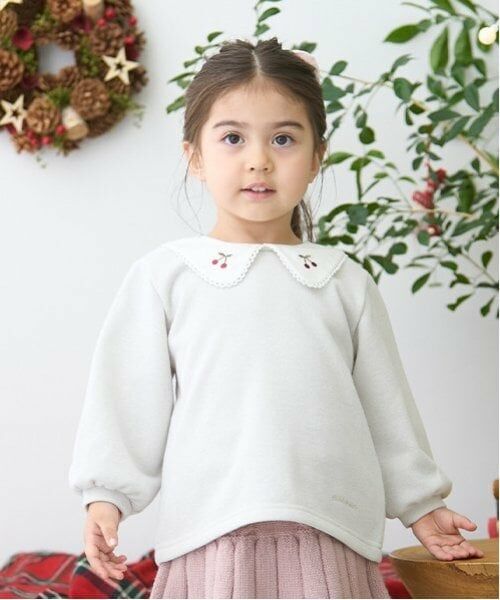 petit main / プティマイン スウェット | キラキラチェリートレーナー（アイボリー）