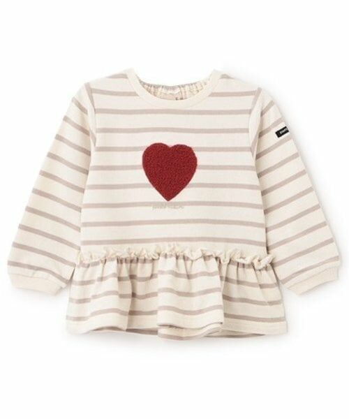 petit main / プティマイン スウェット | 【リンク】ハートペプラムトレーナー(キッズ)（ベージュ）