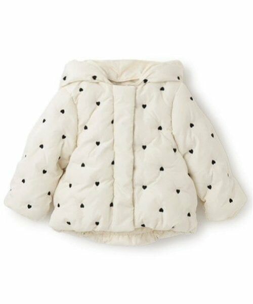 petit main / プティマイン ブルゾン | 【リンク】ハート刺しゅう中綿ジャケット(キッズ)（ECRU(キナリ)）