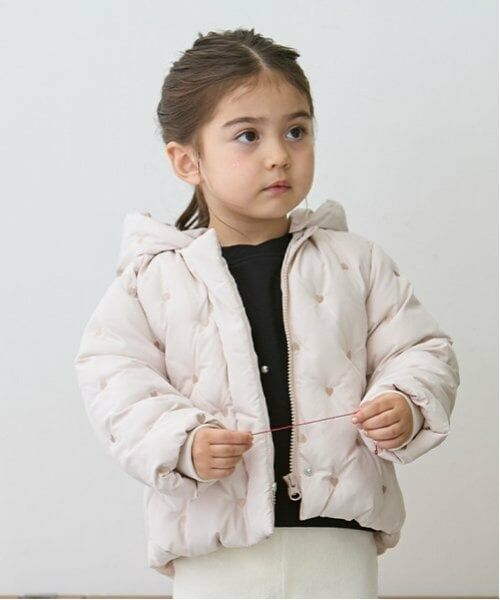 petit main / プティマイン ブルゾン | 【リンク】ハート刺しゅう中綿ジャケット(キッズ)（ライト ピンク）