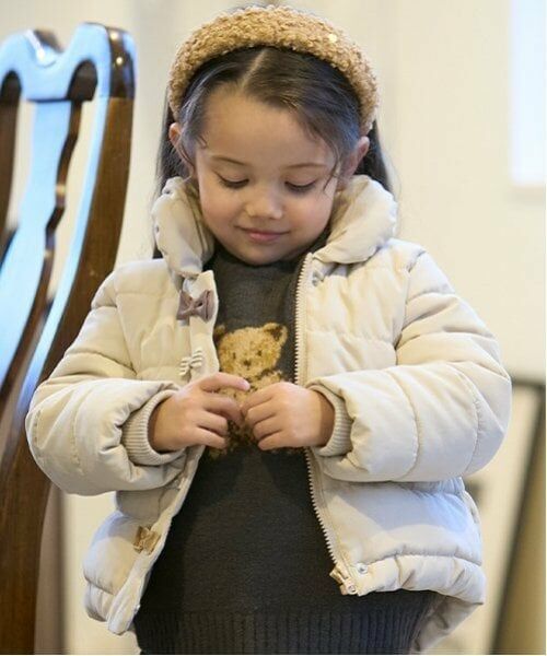 petit main / プティマイン ブルゾン | 中綿リボンジャケット（薄ベージュ）