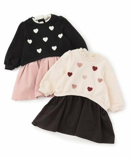 petit main / プティマイン ミニ丈・ひざ丈ワンピース | ハート刺しゅう切り替えワンピース | 詳細11