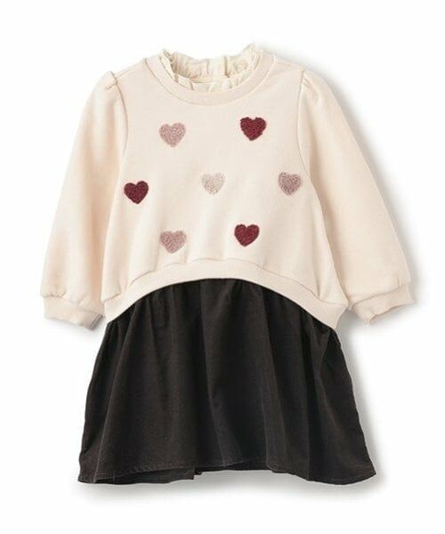 petit main / プティマイン ミニ丈・ひざ丈ワンピース | ハート刺しゅう切り替えワンピース | 詳細13