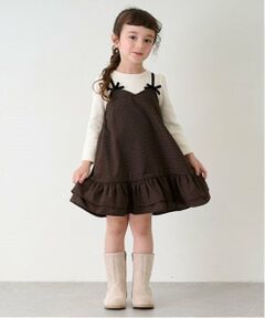 petit main / プティマイン ミニ丈・ひざ丈ワンピース | 【リンク】ギンガムドッキングワンピース(キッズ)