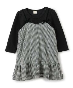 petit main / プティマイン ミニ丈・ひざ丈ワンピース | 【リンク】ギンガムドッキングワンピース(キッズ)