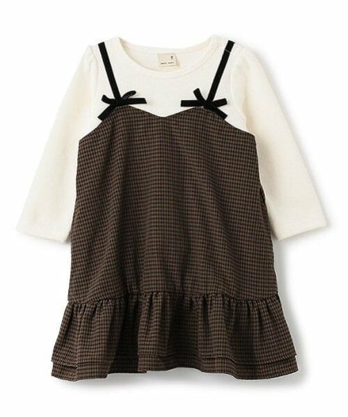 petit main / プティマイン ミニ丈・ひざ丈ワンピース | 【リンク】ギンガムドッキングワンピース(キッズ) | 詳細10