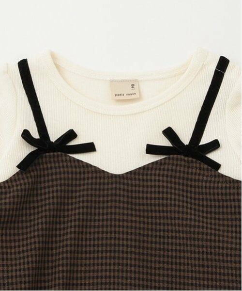 petit main / プティマイン ミニ丈・ひざ丈ワンピース | 【リンク】ギンガムドッキングワンピース(キッズ) | 詳細4