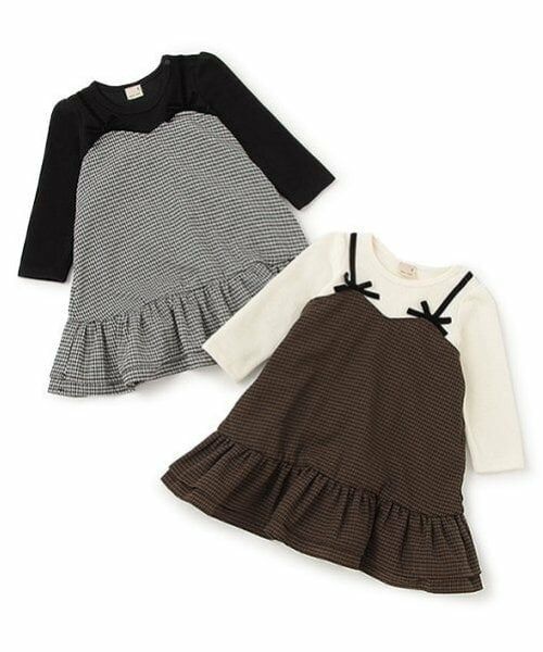 petit main / プティマイン ミニ丈・ひざ丈ワンピース | 【リンク】ギンガムドッキングワンピース(キッズ) | 詳細9