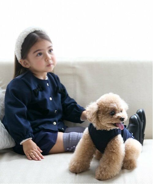 petit main / プティマイン その他トップス | 【リンク】リボンカットセットアップ(キッズ)（紺）