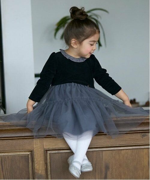 petit main / プティマイン ミニ丈・ひざ丈ワンピース | 【リンク】ベロアチュールワンピース(キッズ) | 詳細4