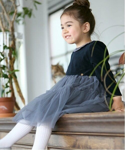 petit main / プティマイン ミニ丈・ひざ丈ワンピース | 【リンク】ベロアチュールワンピース(キッズ) | 詳細5