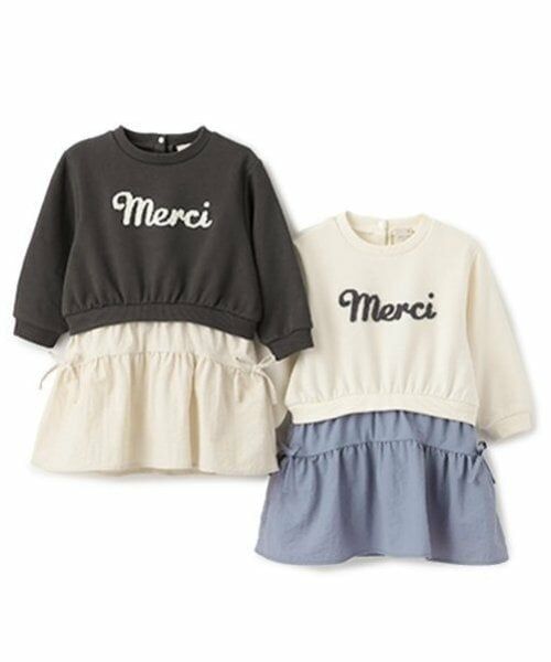 petit main / プティマイン ミニ丈・ひざ丈ワンピース | 【リンク】ロゴドッキングワンピース(キッズ) | 詳細15