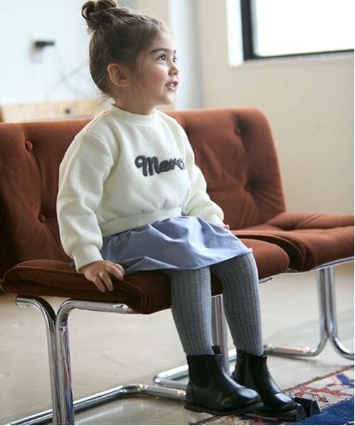 petit main / プティマイン ミニ丈・ひざ丈ワンピース | 【リンク】ロゴドッキングワンピース(キッズ) | 詳細2