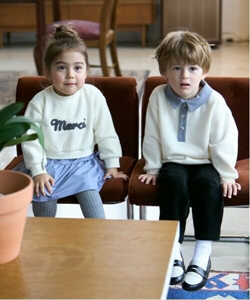 petit main / プティマイン ミニ丈・ひざ丈ワンピース | 【リンク】ロゴドッキングワンピース(キッズ) | 詳細4