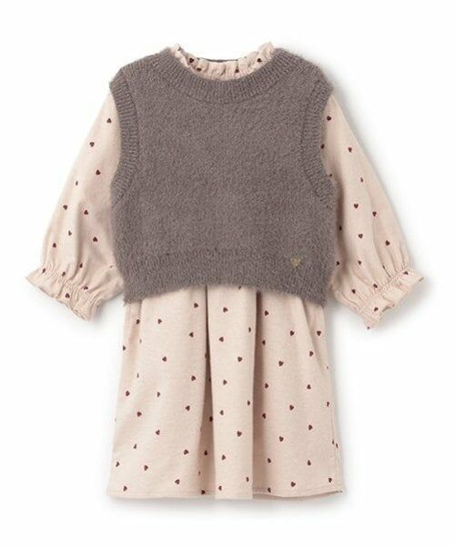 petit main / プティマイン ミニ丈・ひざ丈ワンピース | 【リンク】ベストつき柄ワンピース(キッズ) | 詳細17