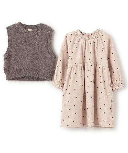 petit main / プティマイン ミニ丈・ひざ丈ワンピース | 【リンク】ベストつき柄ワンピース(キッズ) | 詳細4