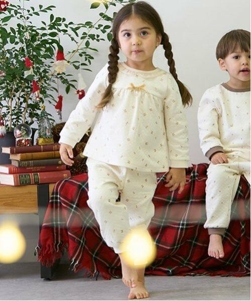 petit main / プティマイン ルームウェア | キラキラチェリーキルトパジャマ（アイボリー）