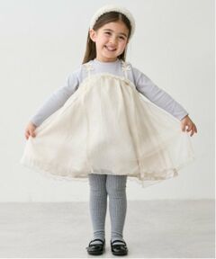 petit main / プティマイン ミニ丈・ひざ丈ワンピース | オーガンジードッキングワンピース