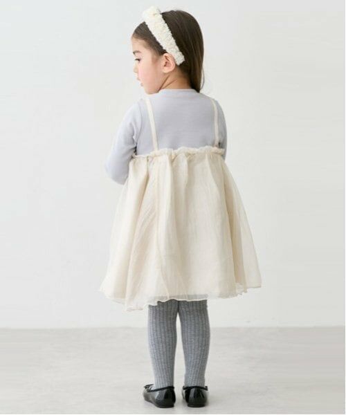 petit main / プティマイン ミニ丈・ひざ丈ワンピース | オーガンジードッキングワンピース | 詳細1