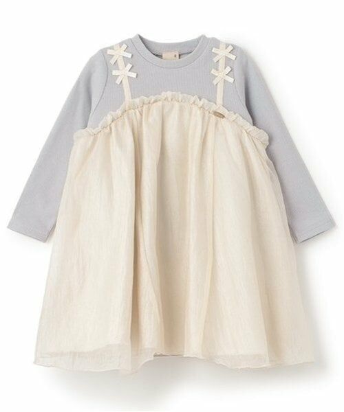 petit main / プティマイン ミニ丈・ひざ丈ワンピース | オーガンジードッキングワンピース | 詳細2