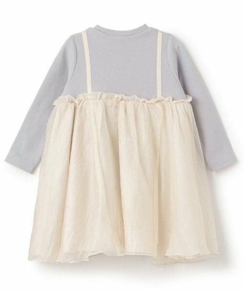 petit main / プティマイン ミニ丈・ひざ丈ワンピース | オーガンジードッキングワンピース | 詳細3