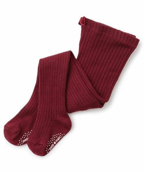 petit main / プティマイン ストッキング・タイツ・その他 | ウール混リブタイツ（エンジ）