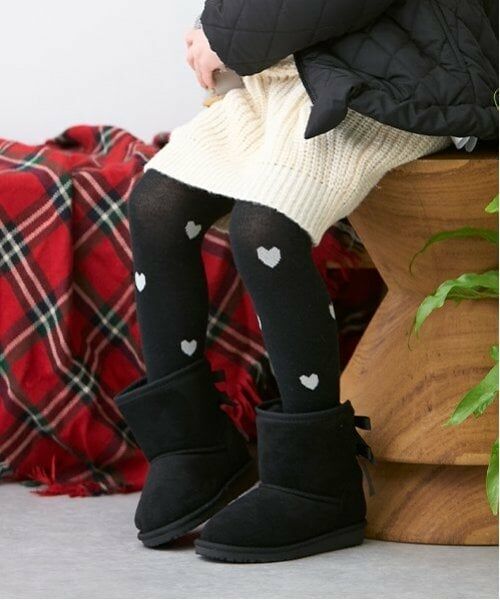petit main / プティマイン ストッキング・タイツ・その他 | ハートタイツ（黒）