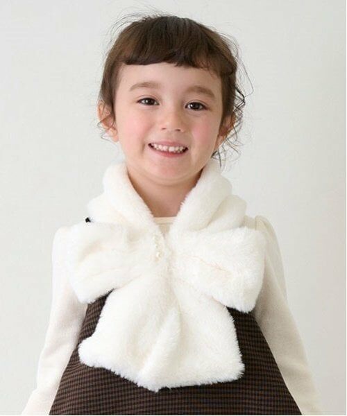 petit main / プティマイン マフラー・ショール・スヌード・ストール | ファーリボンティペット（アイボリー）