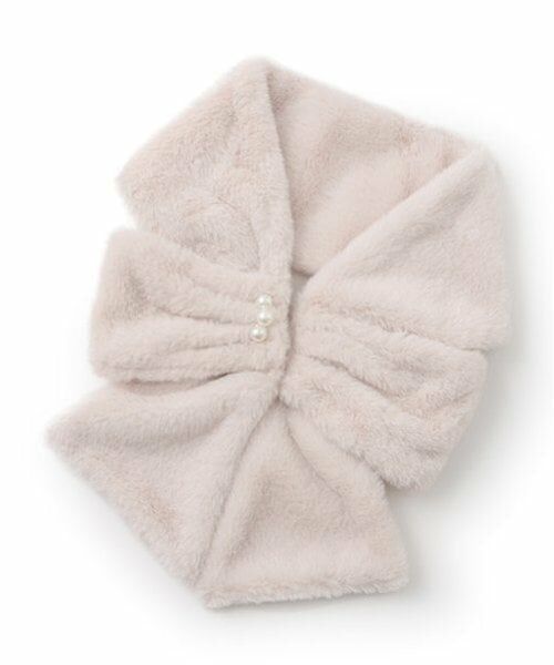 petit main / プティマイン マフラー・ショール・スヌード・ストール | ファーリボンティペット（ライト ピンク）