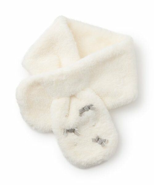 petit main / プティマイン マフラー・ショール・スヌード・ストール | ファーティペット（アイボリー）