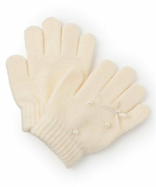 petit main / プティマイン 手袋 | パールリボン手袋（アイボリー）