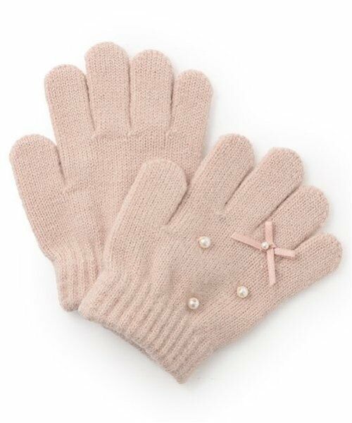 petit main / プティマイン 手袋 | パールリボン手袋（ライト ピンク）