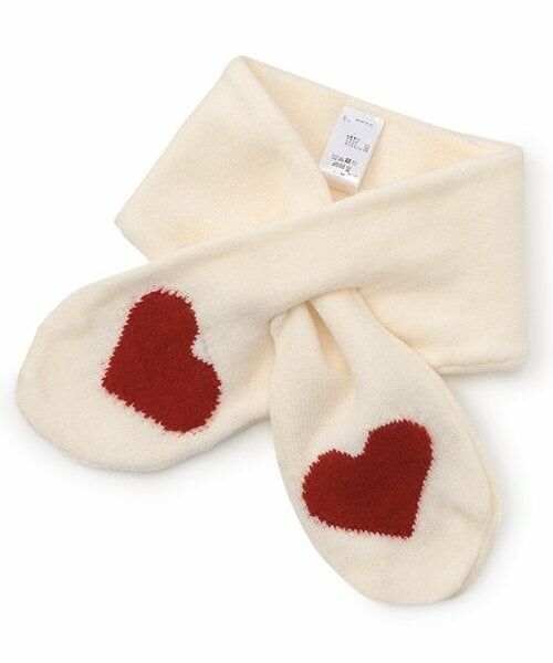 petit main / プティマイン マフラー・ショール・スヌード・ストール | ハートニットマフラー（アイボリー）